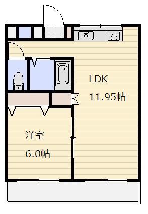 エディフィス梅山 B(1LDK/2階)の間取り写真