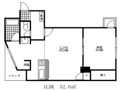 サンコーラフィーネ三宮(1LDK/2階)の間取り写真