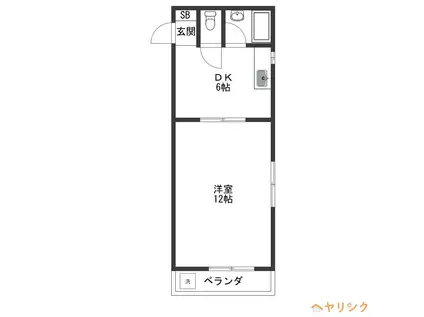 昭栄コーポラス(1DK/2階)の間取り写真