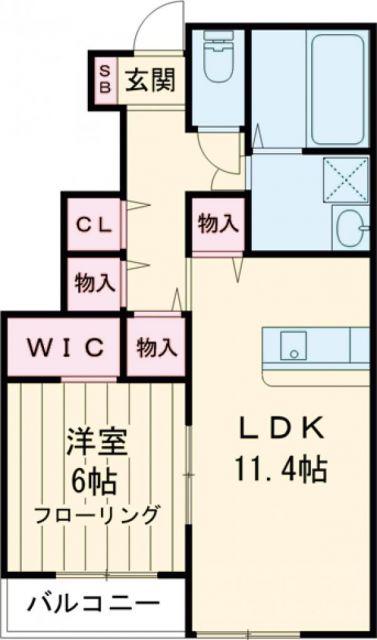 ル・シエル(1LDK/1階)の間取り写真
