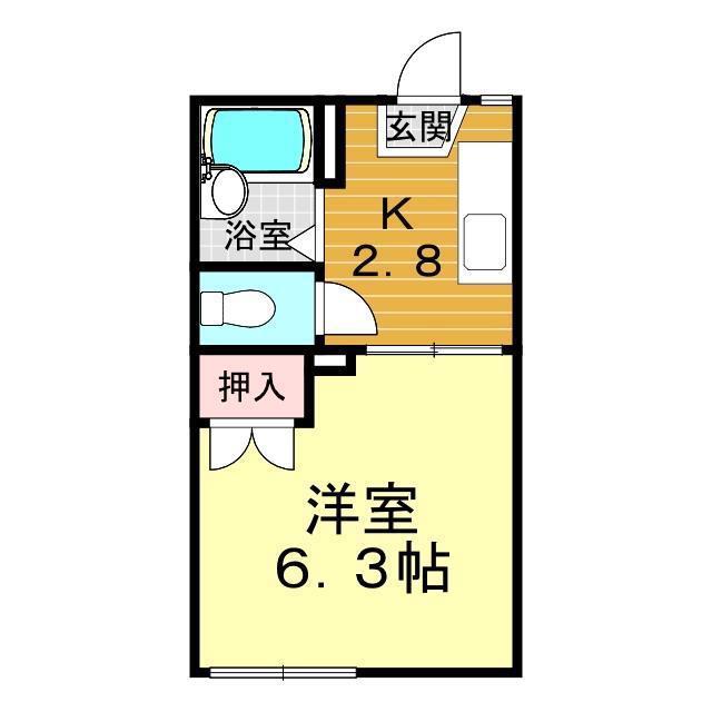 ガーデンハイツ関山(1K/2階)の間取り写真