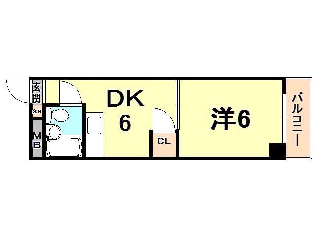 三甲イエム(1DK/4階)の間取り写真