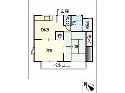 ドミール保呂(2DK/2階)の間取り写真