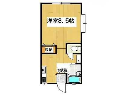 カーサフェリーチェ(1DK/1階)の間取り写真