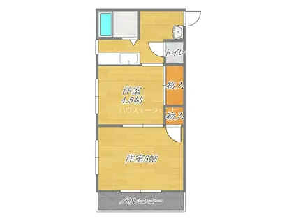 笹本ビル(2K/4階)の間取り写真