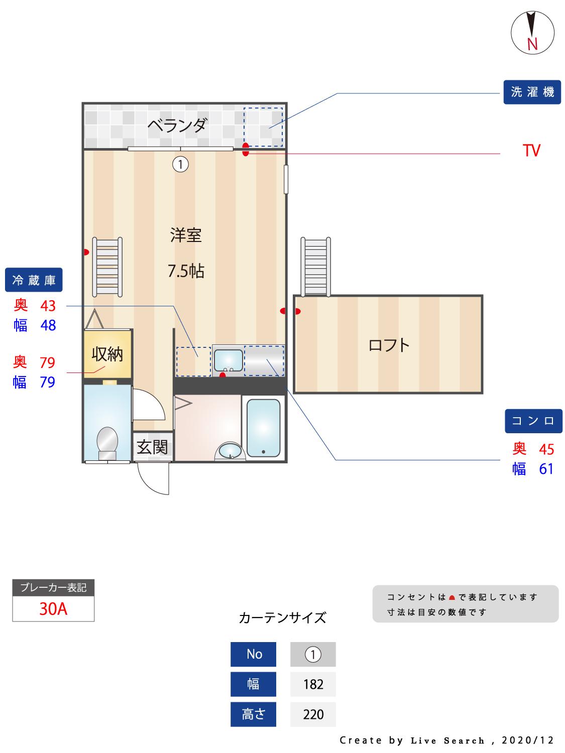 ソレイユ七隈I(ワンルーム/2階)の間取り写真