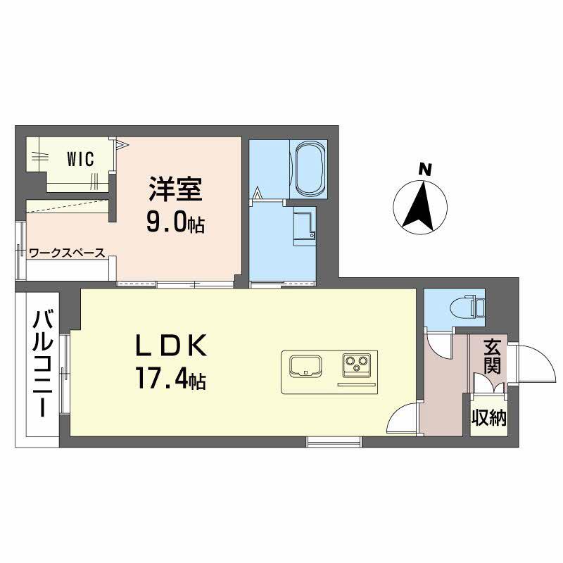 ベレオ万代 101(1LDK/1階)の間取り写真