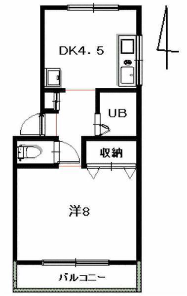 レジデンス北村(1DK/3階)の間取り写真