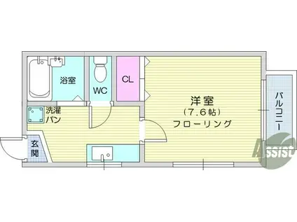 レジデンス佐澤3(1K/1階)の間取り写真