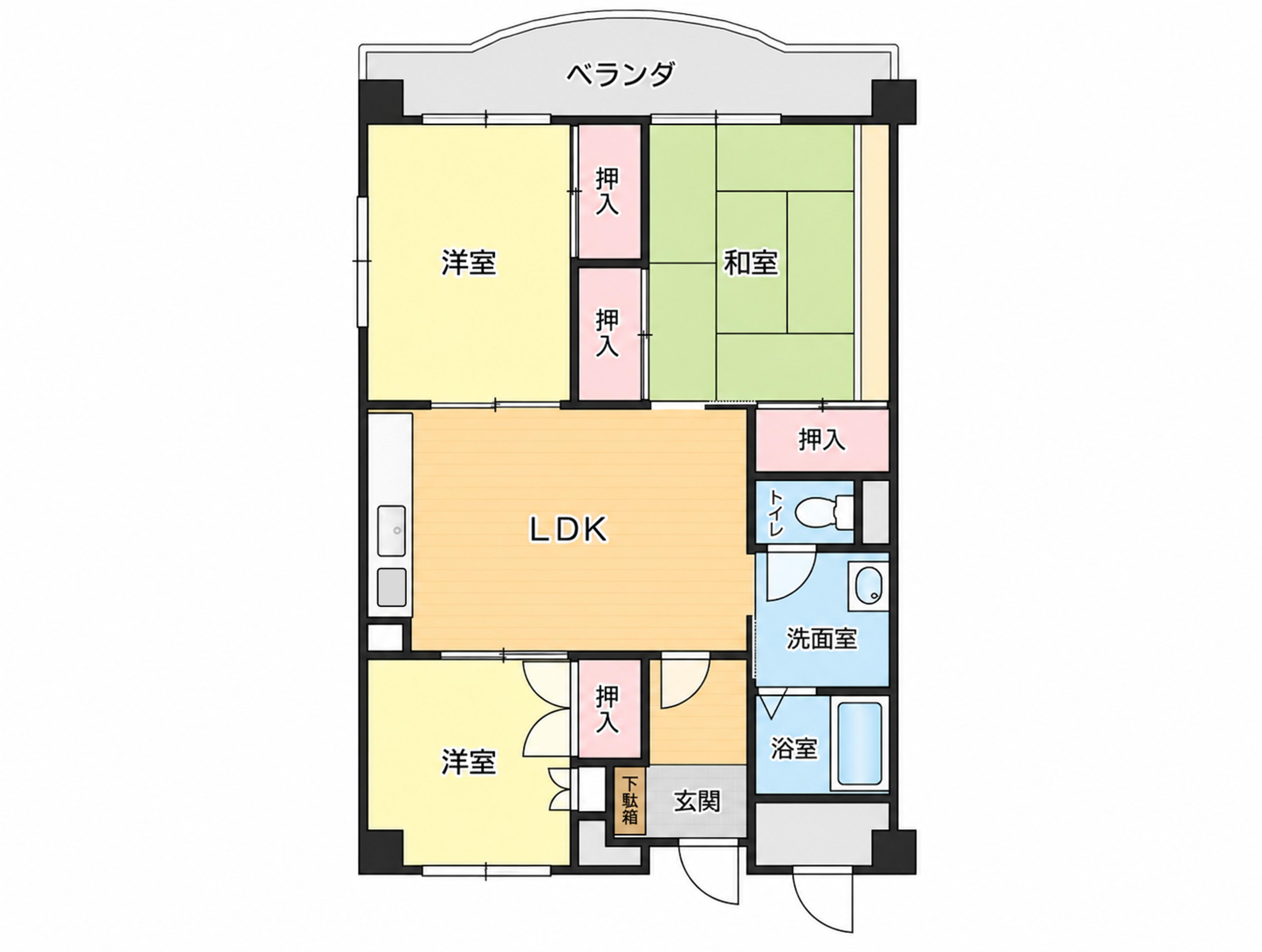 プレシャス長者(3LDK/6階)の間取り写真