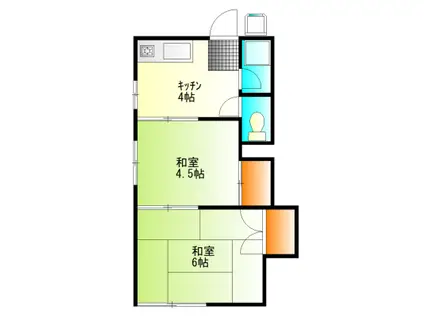 日吉山手ハウス(2K/2階)の間取り写真