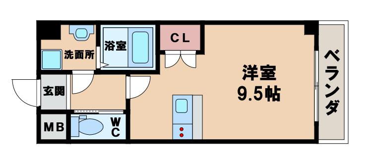 サンライフ北田辺(ワンルーム/3階)の間取り写真
