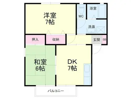 パラディーソミナミ(2DK/2階)の間取り写真