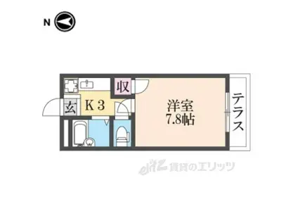 銀頂ハイツ(1K/1階)の間取り写真