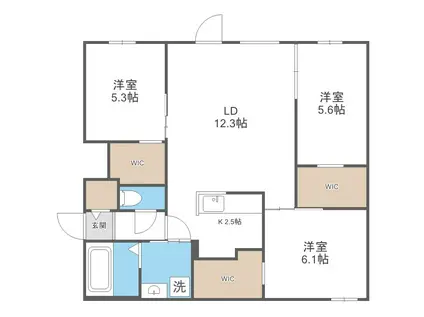 LE CLAIR MINAMIMARUYAMAルクレールミナミマルヤ(3LDK/2階)の間取り写真