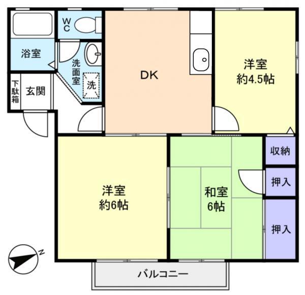 サニーコートC(3DK/2階)の間取り写真