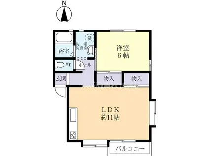 ワルツ栗林(1LDK/2階)の間取り写真