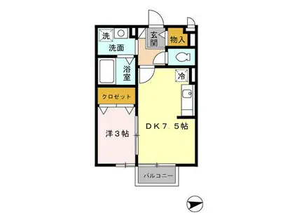 ミカハウスII(1DK/2階)の間取り写真