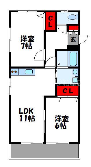 セピアコート片峰(2LDK/1階)の間取り写真