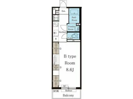 リブリ・ポーラスターナイン(1K/3階)の間取り写真