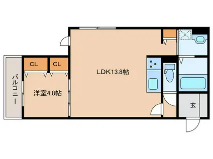 源ハイツ(1LDK/3階)の間取り写真