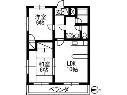 ホワイトヴィラ(2LDK/3階)の間取り写真