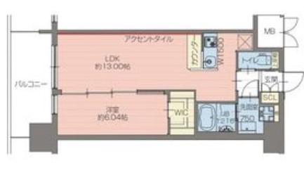 プレジオ梅田(1LDK/4階)の間取り写真