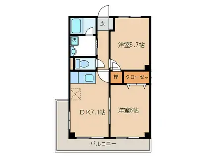 コモン尾花(2DK/2階)の間取り写真