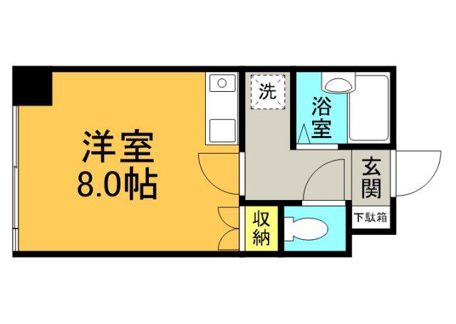Uビル(ワンルーム/2階)の間取り写真