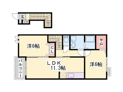ステラテレーノ(2LDK/2階)の間取り写真