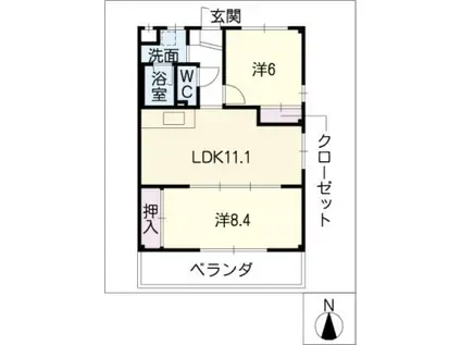 リヴィエール(2LDK/3階)の間取り写真