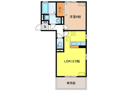 CASA・L(1LDK/1階)の間取り写真