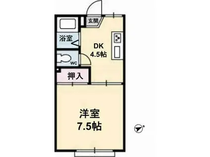 タウニーマタノ B棟(1DK/1階)の間取り写真