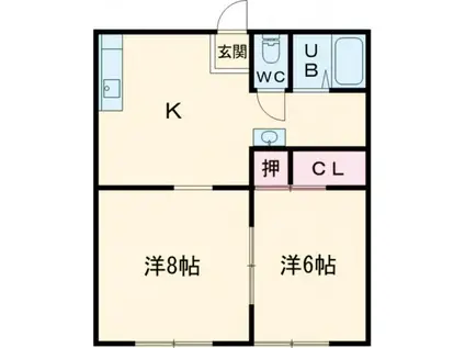 サザンウィンド(2DK/1階)の間取り写真