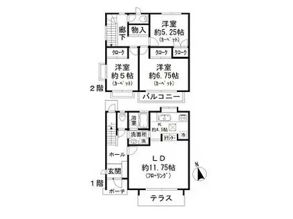 三井ホームK棟(3LDK/1階)の間取り写真