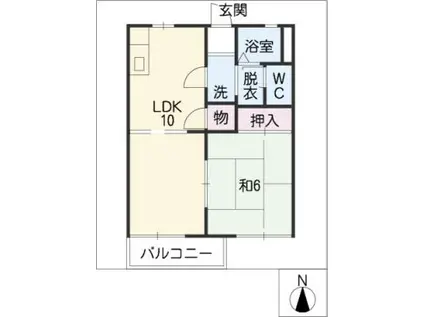 コーポ安濃B棟(1LDK/1階)の間取り写真