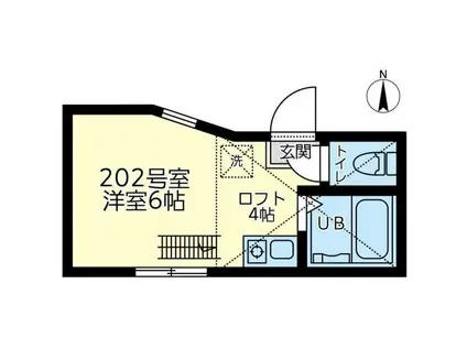 ユナイト本牧クリストフの杜(ワンルーム/2階)の間取り写真