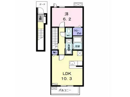 ミネルバ(1LDK/2階)の間取り写真
