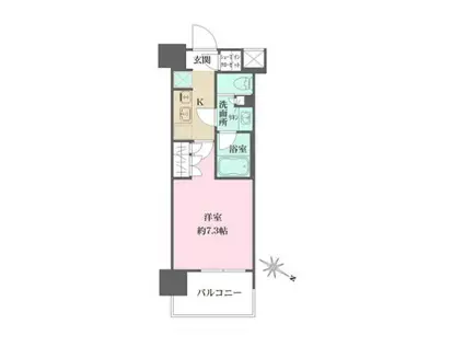 N ザ・パークハビオ目黒(ワンルーム/7階)の間取り写真