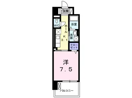 グランドール到津フォレスト(1K/2階)の間取り写真