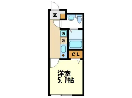 フルセイル生田(1K/1階)の間取り写真