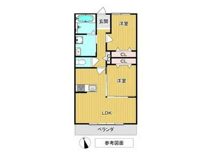 ペシーブル(2LDK/2階)の間取り写真