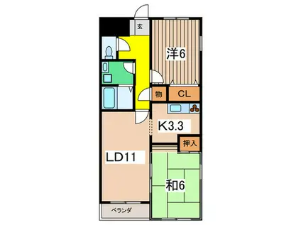 グリーングローヴ希望ヶ丘II番館(2LDK/1階)の間取り写真
