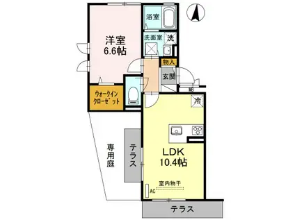 レフィナードKHY I棟(1LDK/2階)の間取り写真