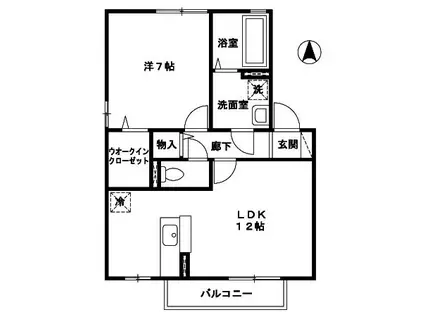 リビングタウン飯岡新田I(1LDK/2階)の間取り写真