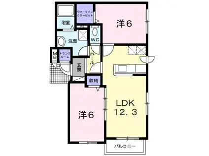 チェリーシャトー(2LDK/1階)の間取り写真
