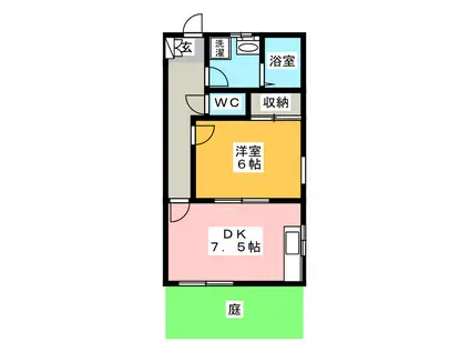 ヴィレッジ白山(1DK/1階)の間取り写真