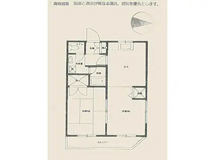 プランドールカワシマ(2DK/3階)の間取り写真