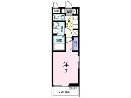 プラージュ ウエスト(1K/1階)の間取り写真