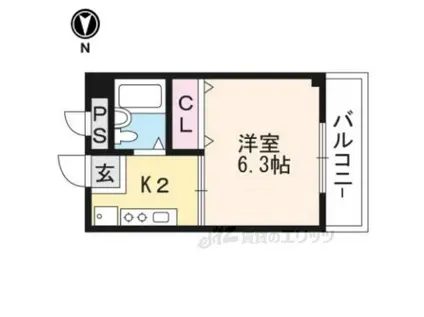 メゾンユニソール(1K/2階)の間取り写真